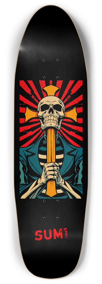 sum1sk8boards skull cross black natural old school shape pool skateboard 