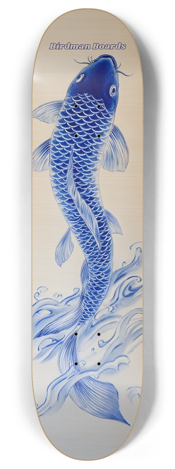Blue Koi 8 Inch Skateboard Deck