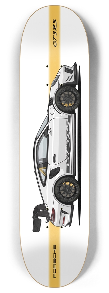 Pure White 991 GT3RS 8 Inch Skateboard Deck