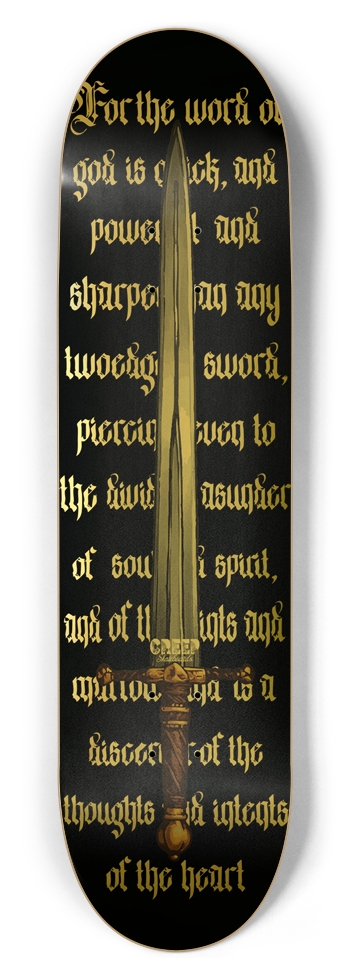 Hebrews 4:12 Gold Foil 8-1/2 Skateboard Deck