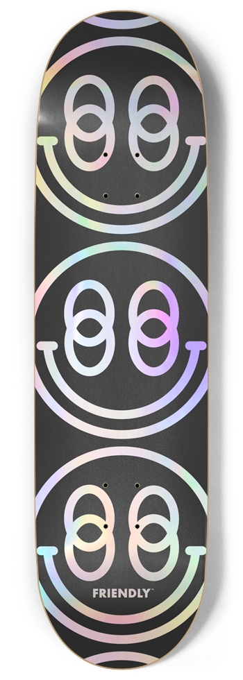 FRIENDLY™ Stack of Smileys (Holographic) - 9 9 Inch Skateboard