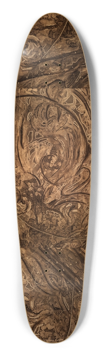 Charcoal Abstraction III Longboard Shape