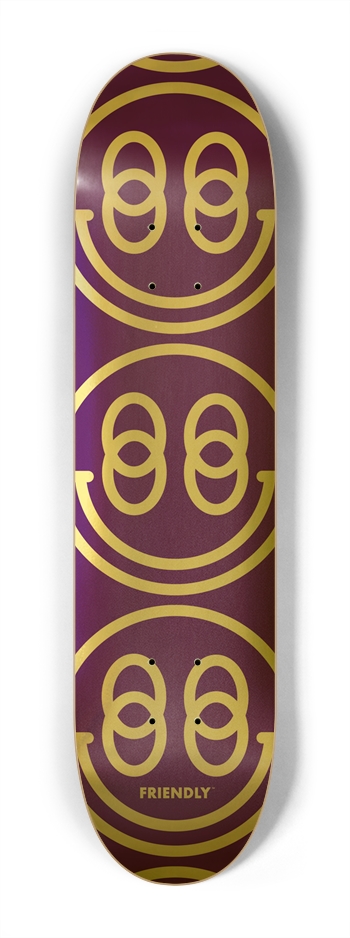 FRIENDLY™ Stack of Smiles (Purple & Gold) 7-1/4 Mini/Kid Skateboard