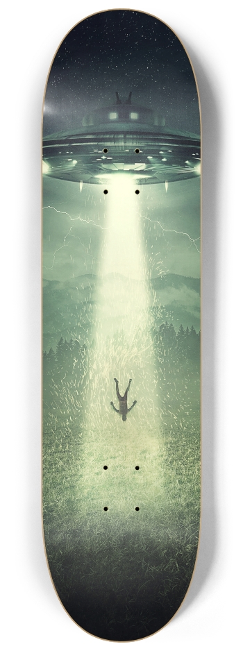Alien Abduction Skateboard Triptych Wall Art UFO Art #2