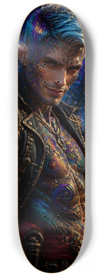 Psychedelic Bleach Blonde Fractal Pirate #10 #2 8-1/4 Skateboard Deck