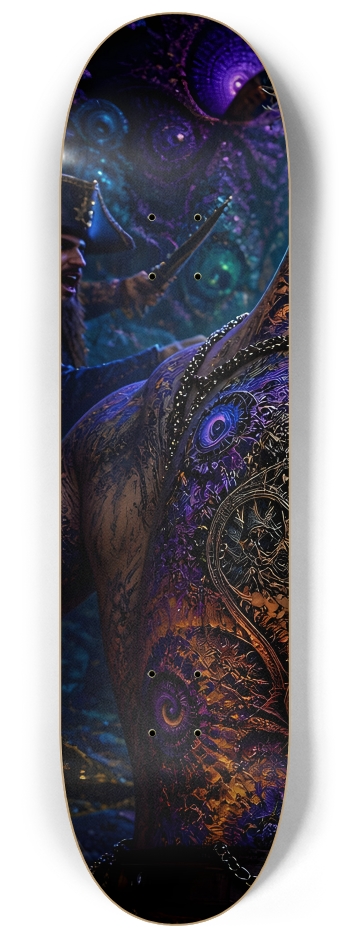 Psychedelic Bleach Blonde Fractal Pirate #12 #1 8-1/4 Skateboard Deck