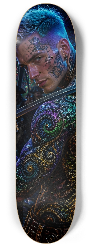 Psychedelic Lavendar Fractal Pirate #25 #2 8-1/4 Skateboard Deck