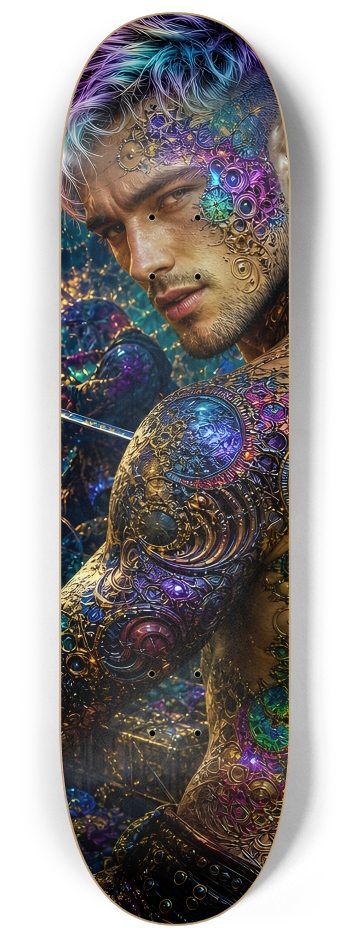 Psychedelic Lavendar Fractal Pirate #13 #2 8-1/4 Skateboard Deck