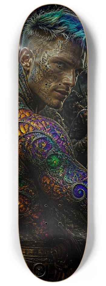 Psychedelic Bleach Blonde Fractal Pirate #1 #2 8-1/4 Skateboard Deck