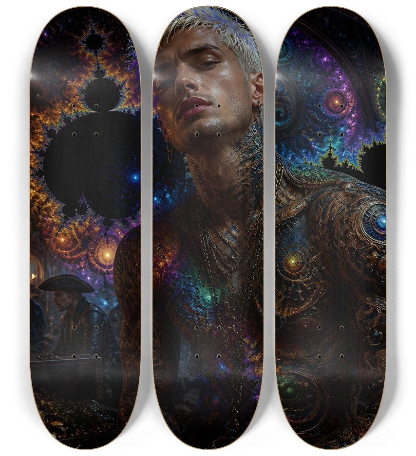 Psychedelic Bleach Blonde Fractal Pirate #6 3 Deck Wall Series