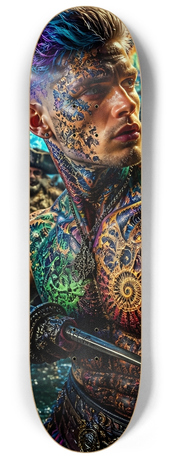 Psychedelic Lavendar Fractal Pirate #22 #2 8-1/4 Skateboard Deck