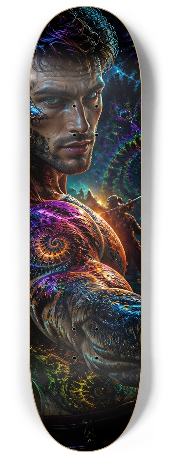 Psychedelic Lavendar Fractal Pirate #19 #2 8-1/4 Skateboard Deck