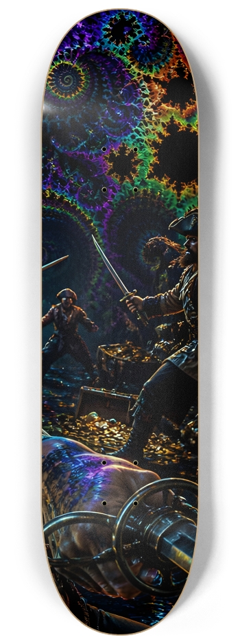 Psychedelic Lavendar Fractal Pirate #19 #3 8-1/4 Skateboard Deck