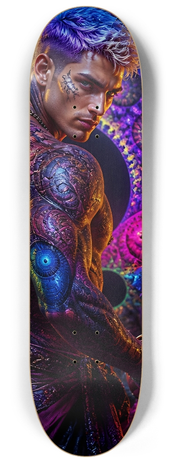 Psychedelic Lavendar Fractal Pirate #26 #2 8-1/4 Skateboard Deck