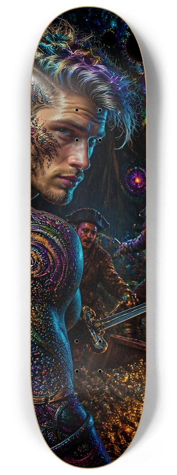 Psychedelic Lavendar Fractal Pirate #11 #2 8-1/4 Skateboard Deck