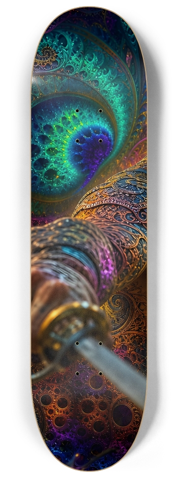 Psychedelic Lavendar Fractal Pirate #21 #1 8-1/4 Skateboard Deck