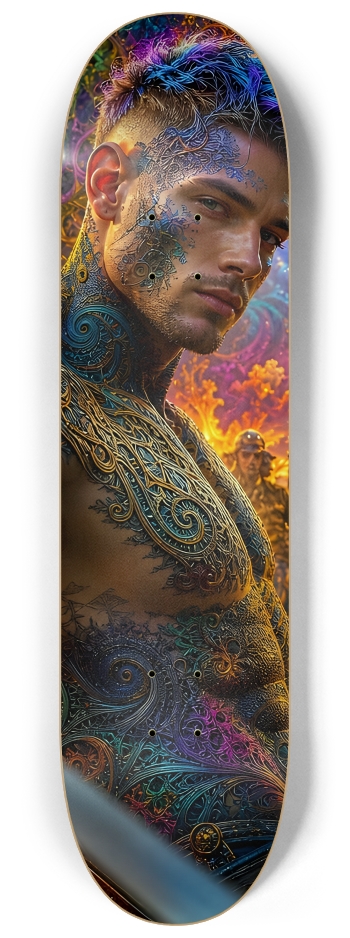 Psychedelic Lavendar Fractal Pirate #21 #2 8-1/4 Skateboard Deck