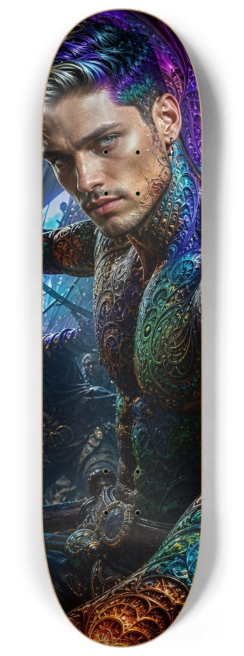 Psychedelic Lavendar Fractal Pirate #1 #2 8-1/4 Skateboard Deck