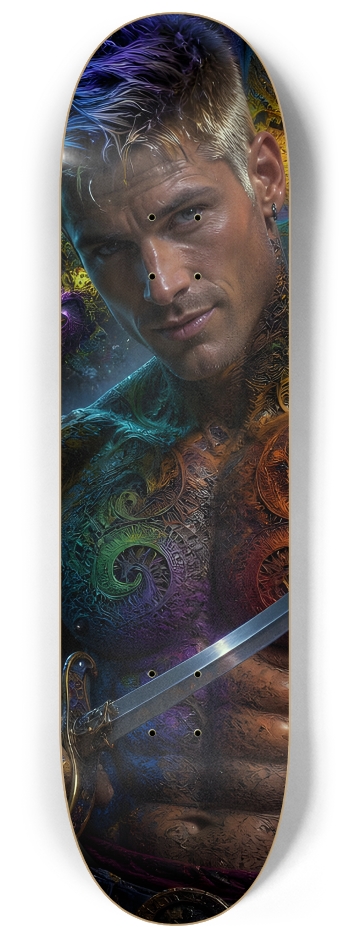 Psychedelic Bleach Blonde Fractal Pirate #11 #2 8-1/4 Skateboard Deck