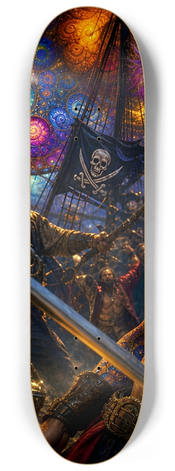 Psychedelic Lavendar Fractal Pirate #2 #1 8-1/4 Skateboard Deck
