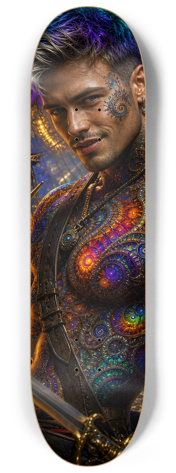 Psychedelic Lavendar Fractal Pirate #2 #2 8-1/4 Skateboard Deck