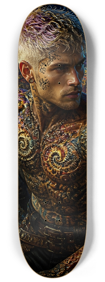 Psychedelic Bleach Blonde Fractal Pirate #2 #2 8-1/4 Skateboard Deck