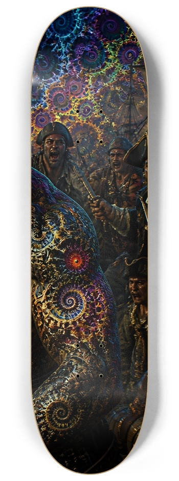 Psychedelic Bleach Blonde Fractal Pirate #2 #3 8-1/4 Skateboard Deck