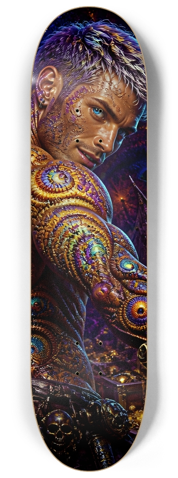 Psychedelic Bleach Blonde Fractal Pirate #9 #2 8-1/4 Skateboard Deck