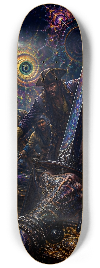 Psychedelic Lavendar Fractal Pirate #12 #3 8-1/4 Skateboard Deck
