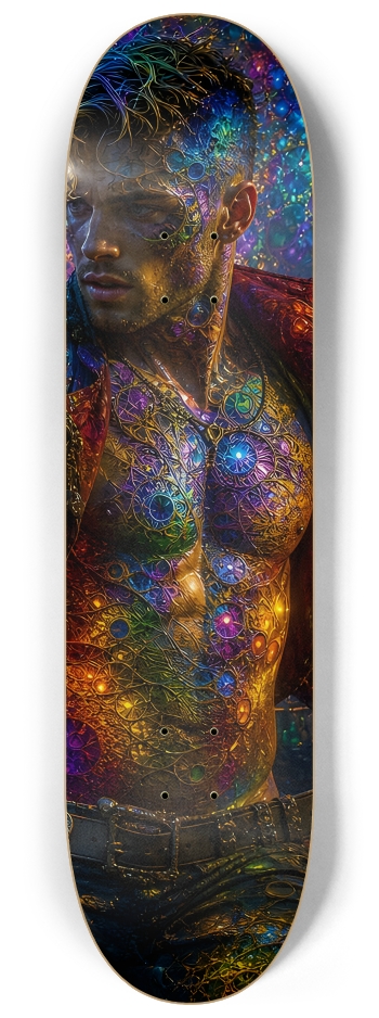 Psychedelic Lavendar Fractal Pirate #9 #3 8-1/4 Skateboard Deck