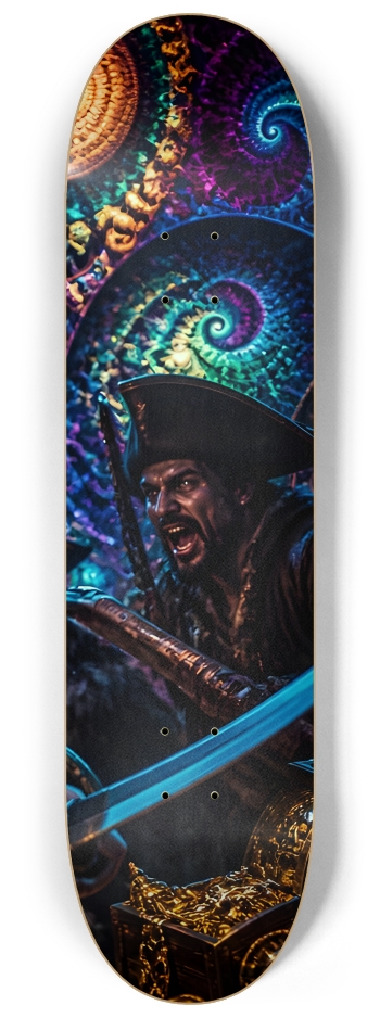 Psychedelic Bleach Blonde Fractal Pirate #8 #3 8-1/4 Skateboard Deck