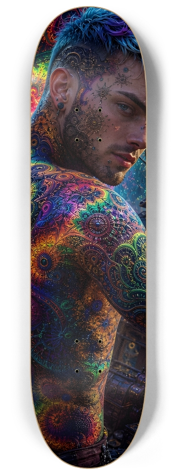 Psychedelic Lavendar Fractal Pirate #16 #2 8-1/4 Skateboard Deck