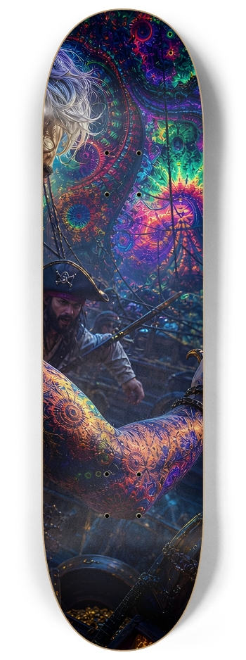 Psychedelic Lavendar Fractal Pirate #16 #3 8-1/4 Skateboard Deck