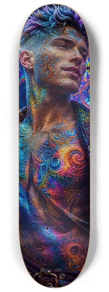 Psychedelic Lavendar Fractal Pirate #7 #2 8-1/4 Skateboard Deck