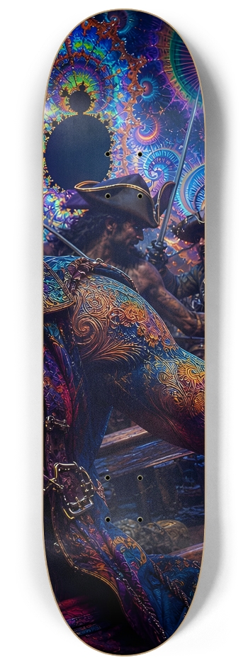 Psychedelic Lavendar Fractal Pirate #7 #3 8-1/4 Skateboard Deck