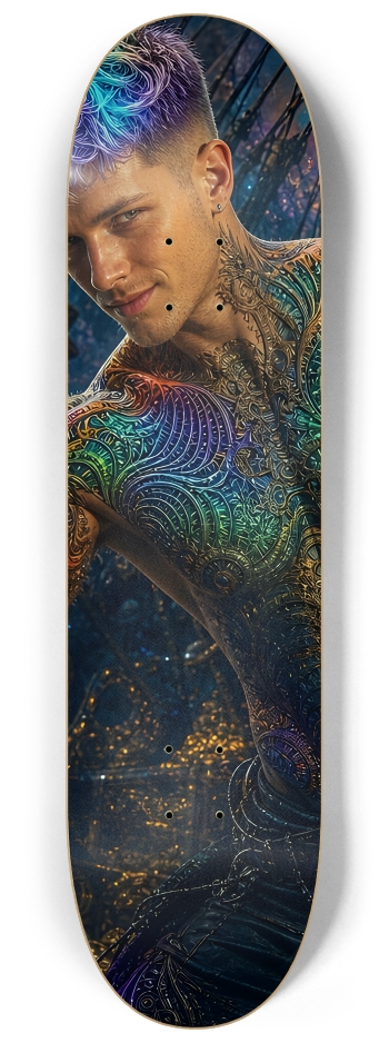 Psychedelic Lavendar Fractal Pirate #20 #2 8-1/4 Skateboard Deck