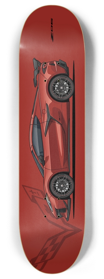 Red Mist Metallic C8 Z06 8 Inch Skateboard Deck