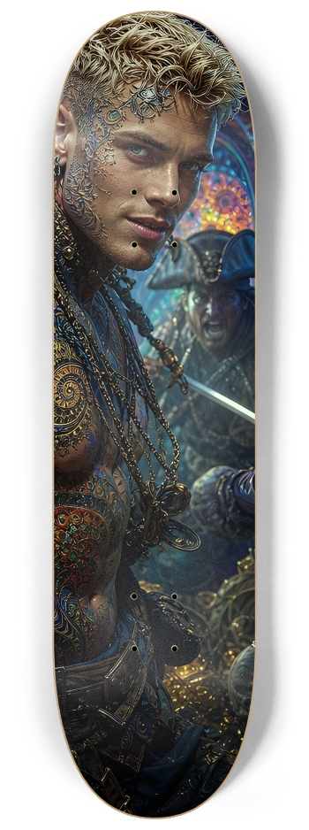 Psychedelic Bleach Blonde Fractal Pirate #25 #3 8-1/4 Skateboard Deck