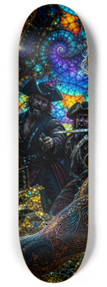 Psychedelic Dirty Blonde Fractal Pirate #8 #1 8-1/4 Skateboard Deck