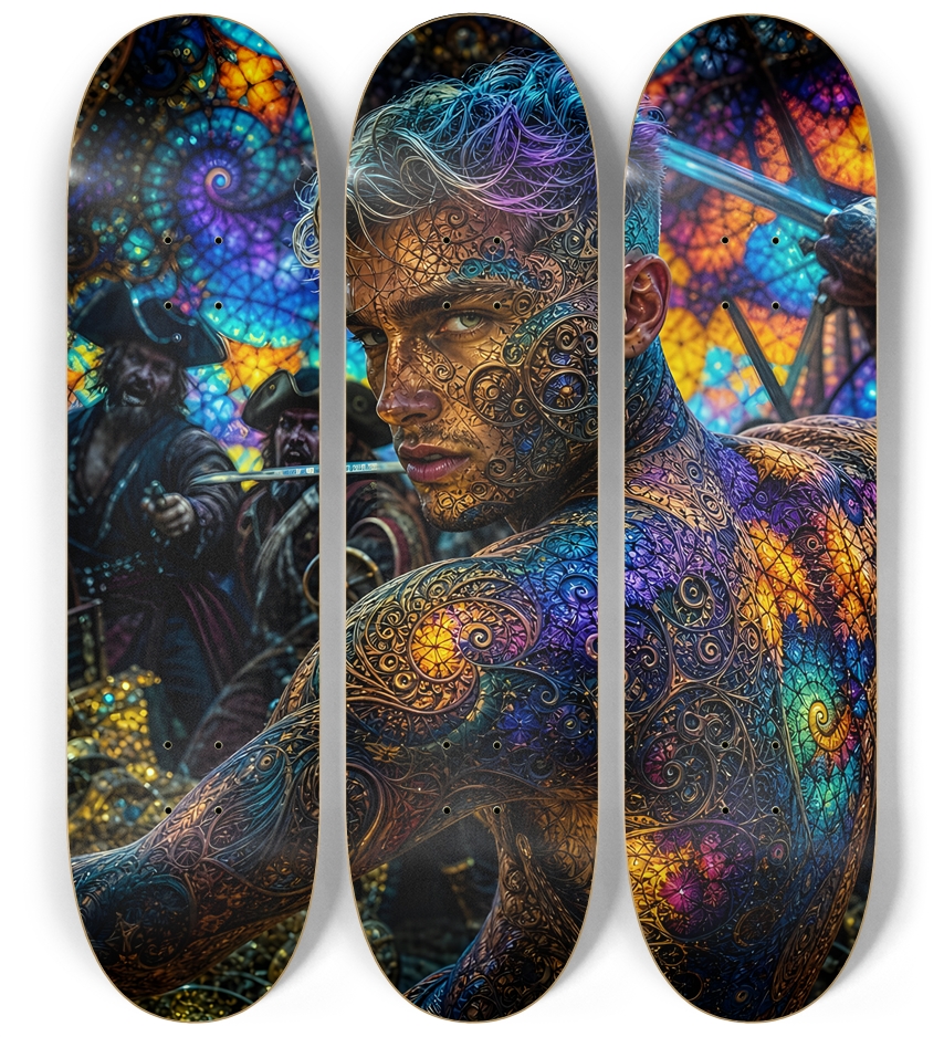 Psychedelic Dirty Blonde Fractal Pirate #8 3 Deck Wall Series