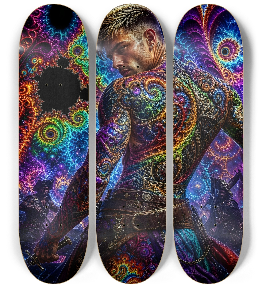 Psychedelic Dirty Blonde Fractal Pirate #17 3 Deck Wall Series