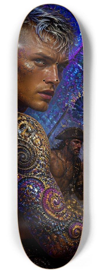 Psychedelic Bleach Blonde Fractal Pirate #27 #2 8-1/4 Skateboard Deck