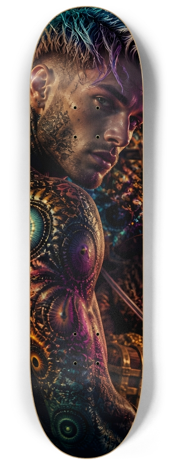 Psychedelic Bleach Blonde Fractal Pirate #18 #2 8-1/4 Skateboard Deck