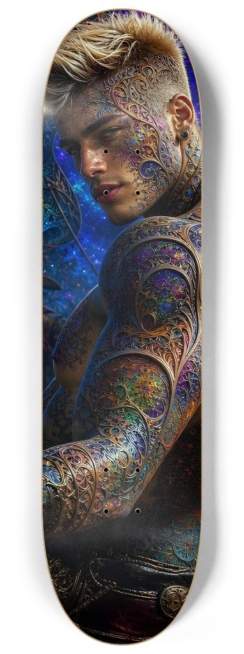 Psychedelic Bleach Blonde Fractal Pirate #28 #2 8-1/4 Skateboard Deck