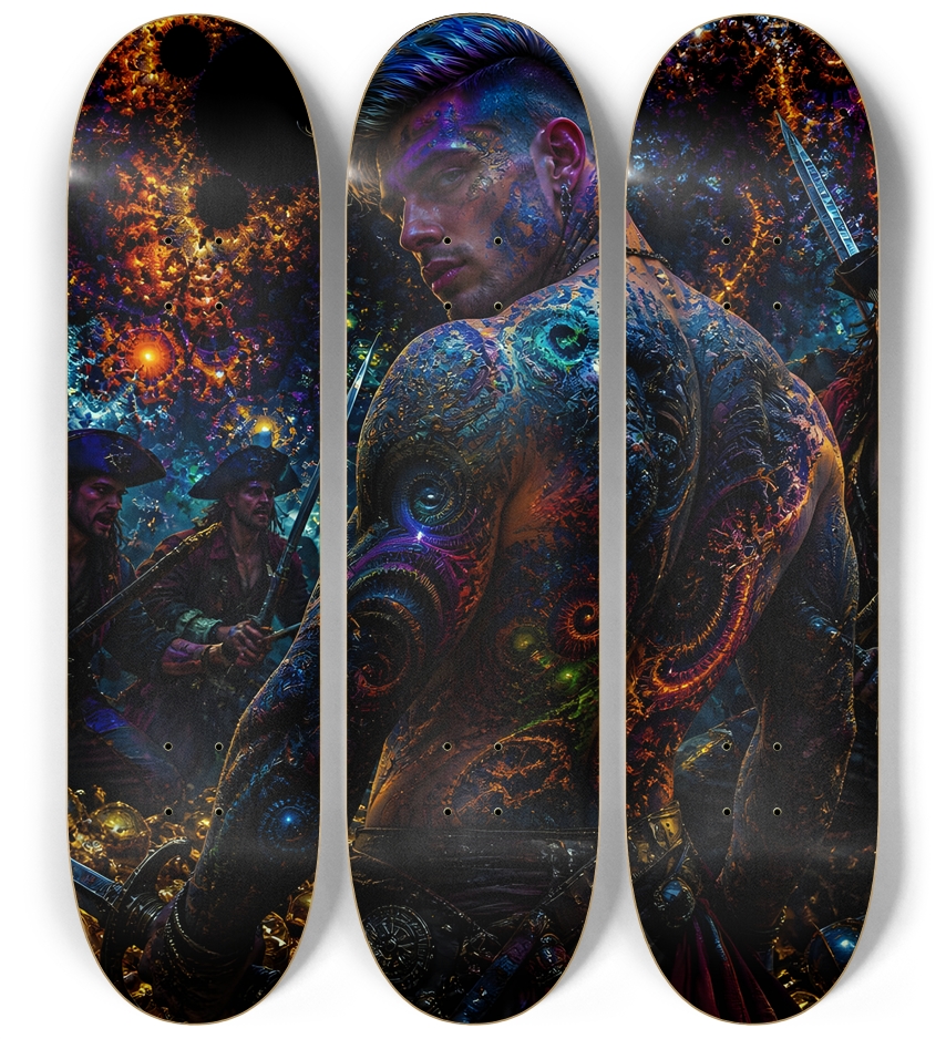 Psychedelic Dirty Blonde Fractal Pirate #7 3 Deck Wall Series