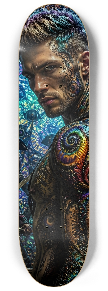 Psychedelic Bleach Blonde Fractal Pirate #26 #2 8-1/4 Skateboard Deck