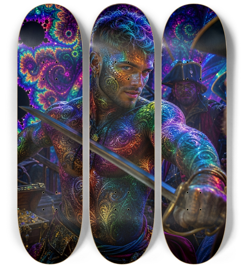 Psychedelic Dirty Blonde Fractal Pirate #3 3 Deck Wall Series