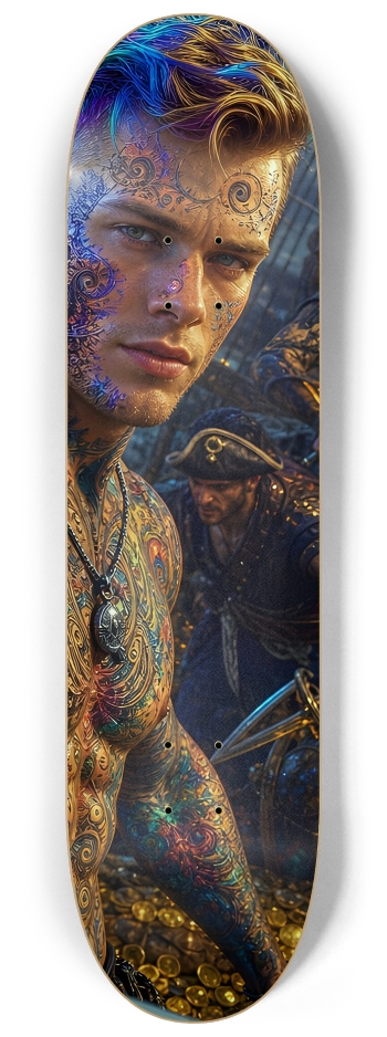 Psychedelic Dirty Blonde Fractal Pirate #15 #3 8-1/4 Skateboard Deck