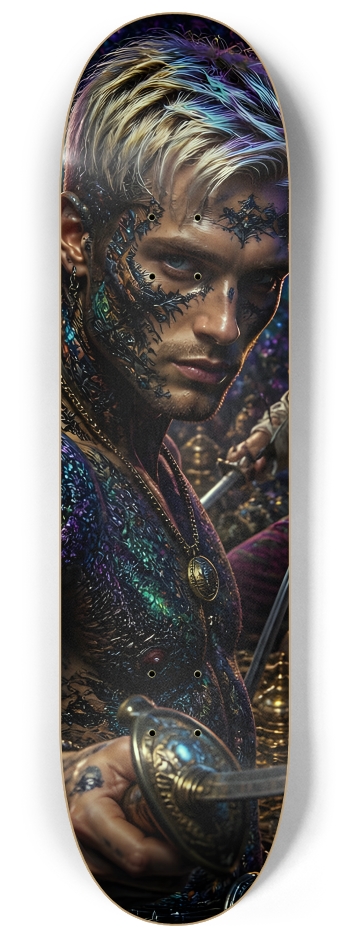 Psychedelic Bleach Blonde Fractal Pirate #19 #2 8-1/4 Skateboard Deck