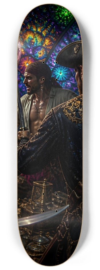 Psychedelic Bleach Blonde Fractal Pirate #19 #3 8-1/4 Skateboard Deck